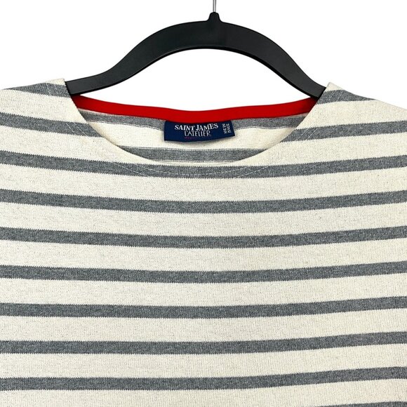 Saint James Vaujany Heart Patch Long Sleeve T Shirt Womens US 8 Striped Cotton - Picture 2 of 11